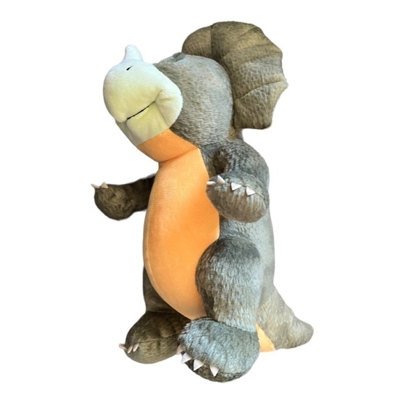 Triceratops Kohls cares moss green and gold chest 3 little dinosaurs. 12” plush - Picture 3 of 7